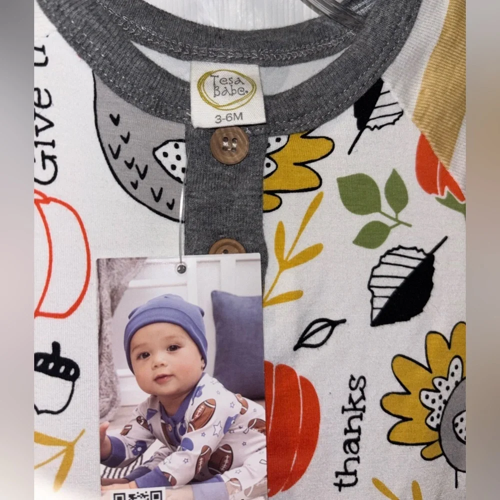 Thanksgiving Thankful Bamboo Romper--Tesa Babe SZ 3-6  or 6-9 Months​ - Picture 4 of 6